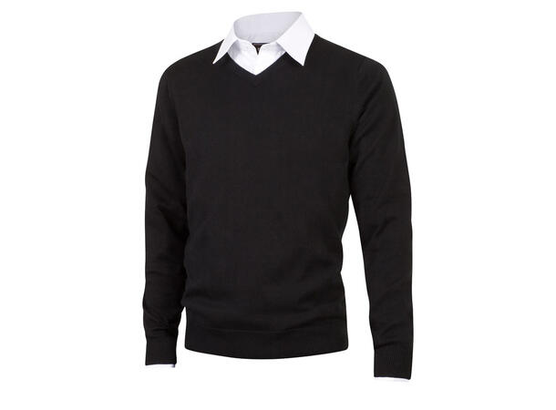 Pima  Cotton  V-neck v-genser i bomull Large Sort 